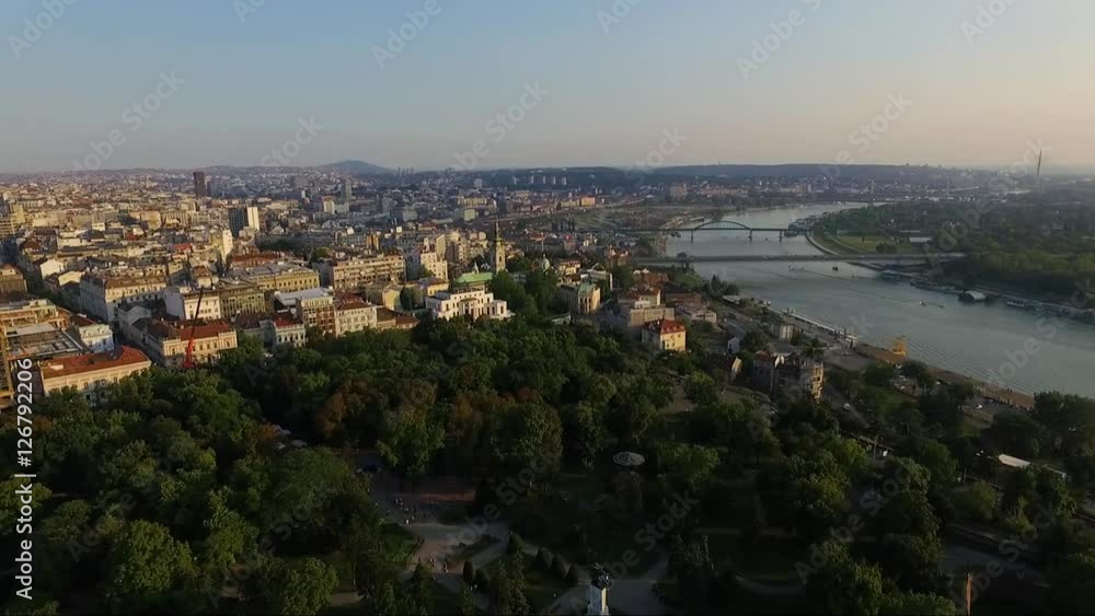 Aerial view of Belgrade fortress and the Belgrade Victor statue Aerial view of Belgrade fortress and the Belgrade Victor statue