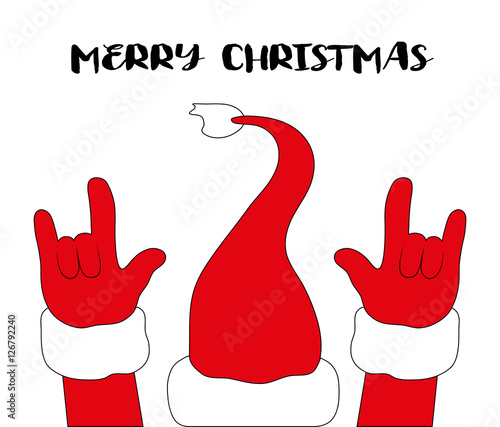 Weihnachtsmann rockt beim Feiertag Event 
Weihnachts-Grußkarte im Hipster-Stil. 
Vector Illustration isoliert auf weißem Hintergrund
