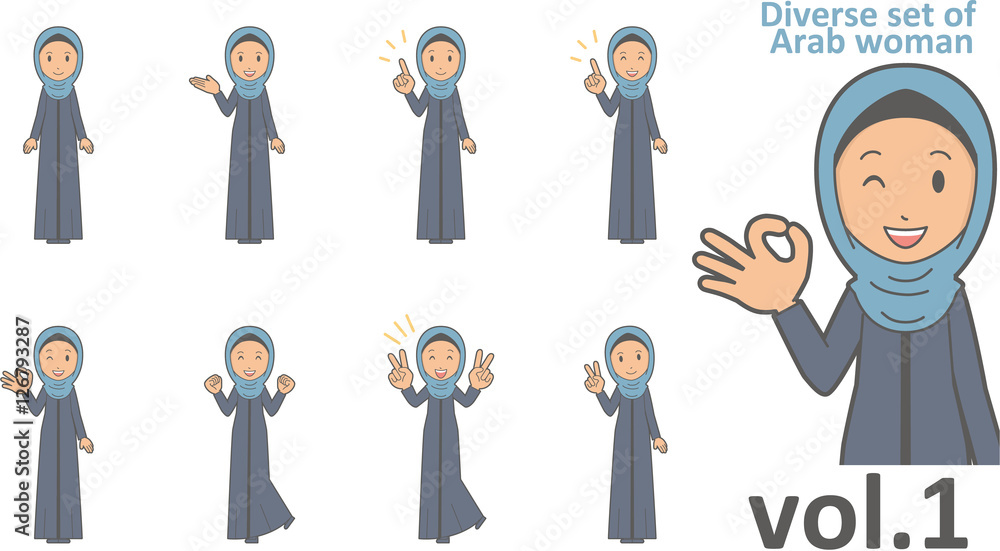 Diverse set of arab women , EPS10 vector format vol.1 Diverse set of arab women , EPS10 vector format vol.1