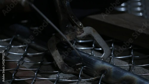 Welder works in the dark 