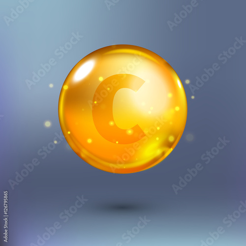 Shining golden essence circle droplet. Vector illustration