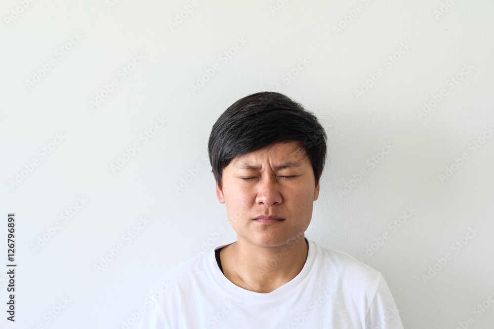 Young Asian human close up on white Young Asian human close up on white