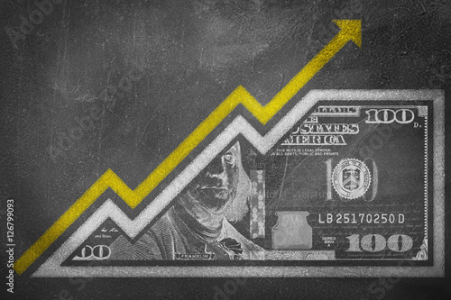 Money Growth Graph on a chalk board photo