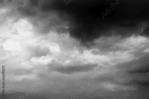 Thunder clouds background in Black and White