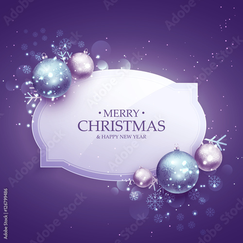 beautiful merry christmas decoration background in purple shade