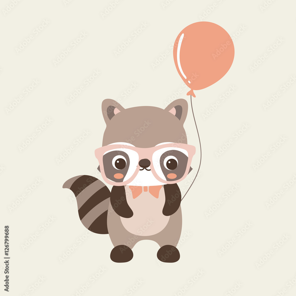 Cute Raccoon - Vector
