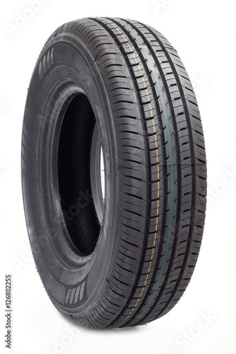 Car tires textured for background on white background. rubber © nayladen