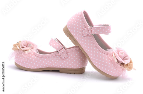 baby pink shoes isolated on white