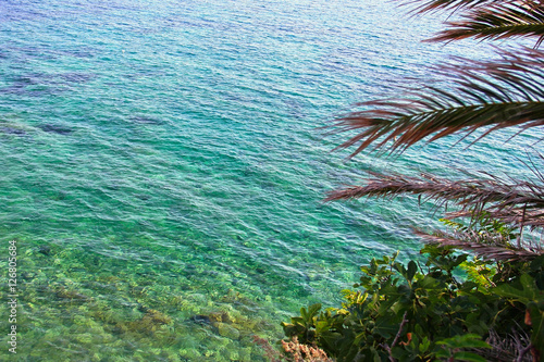 clear sea water, the view from the top to the shore