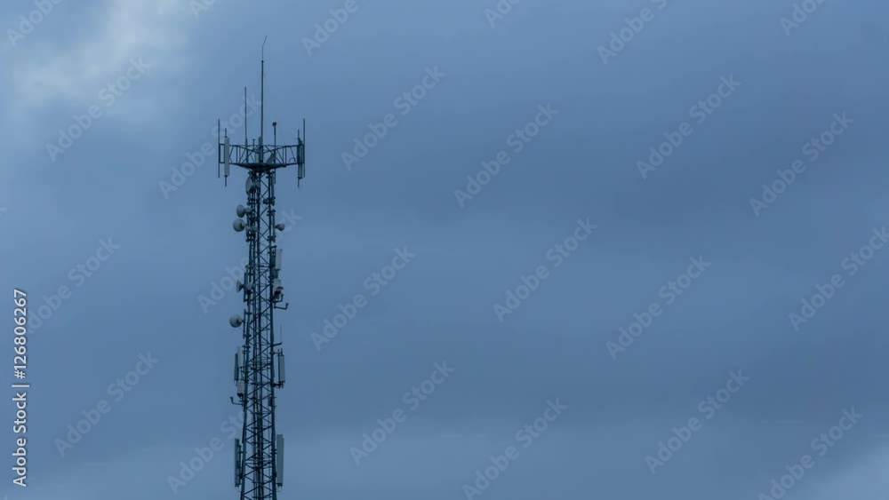 Cellular Antenna Tower, Communication Transceiver Station Antenna timelapse in cloudy day Cellular Antenna Tower, Communication Transceiver Station Antenna timelapse in cloudy day