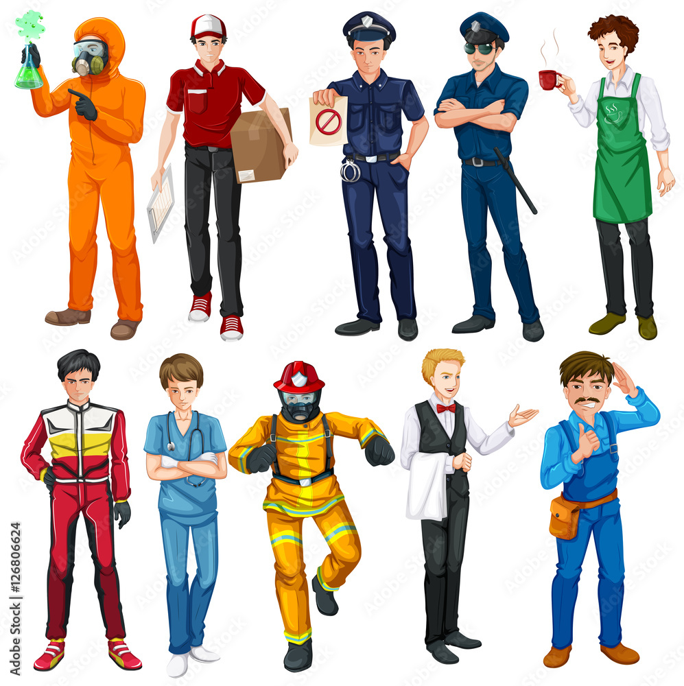Obraz premium Men doing different types of jobs