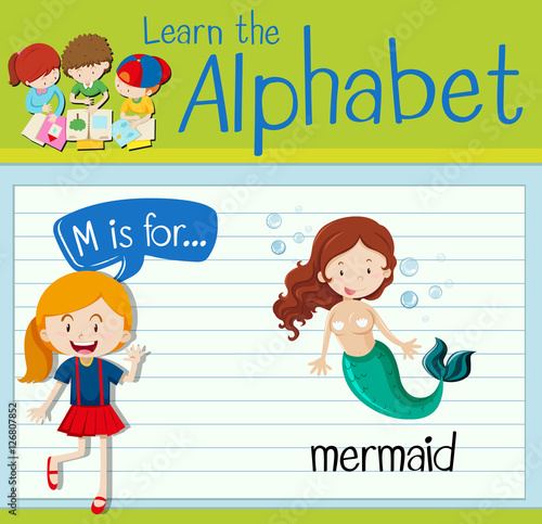 Flashcard letter M is for mermaid