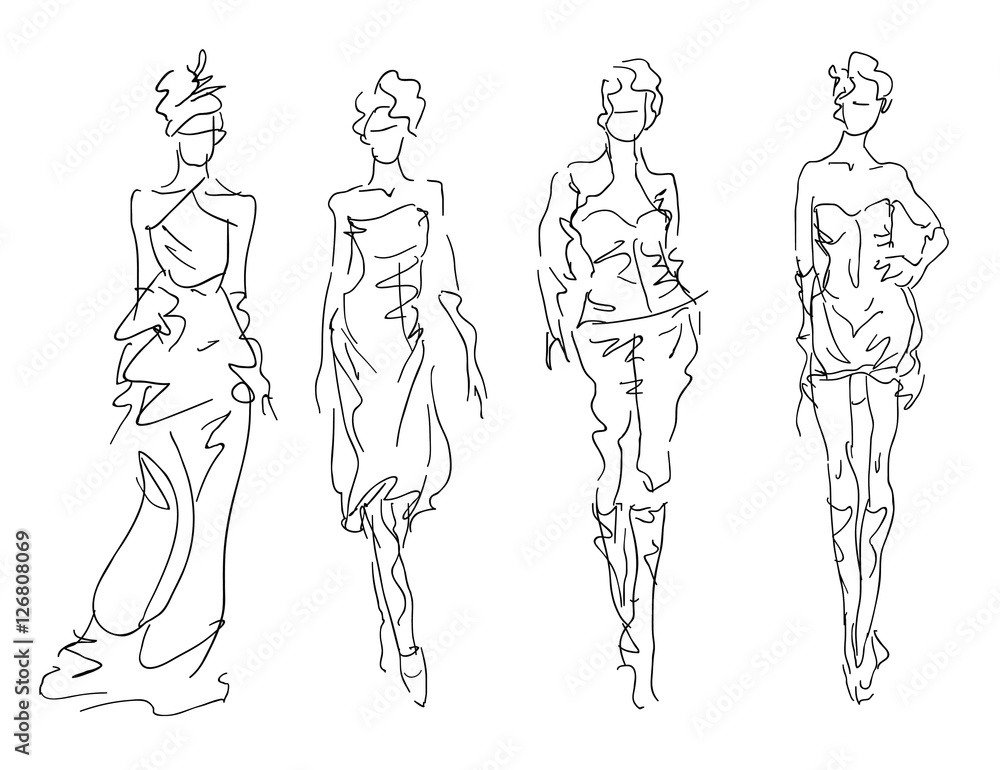Sketch Fashion Stylized Women Sketch Fashion Stylized Women