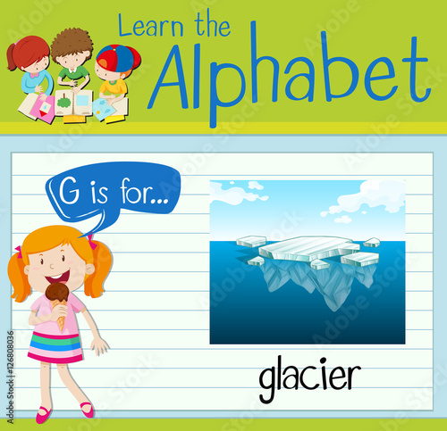 Flashcard letter g is for galcier