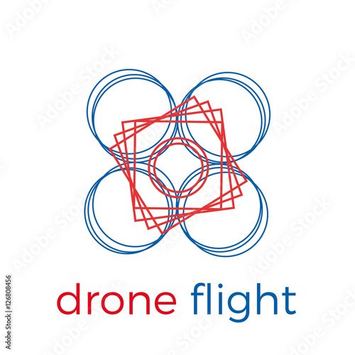 Abstract drone quadrocopter, vector icon