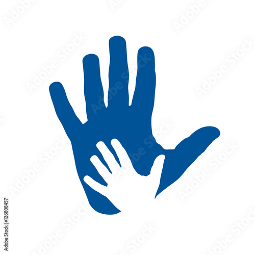 Vector icon two hands, help and solidarity. Father and son. Pedi