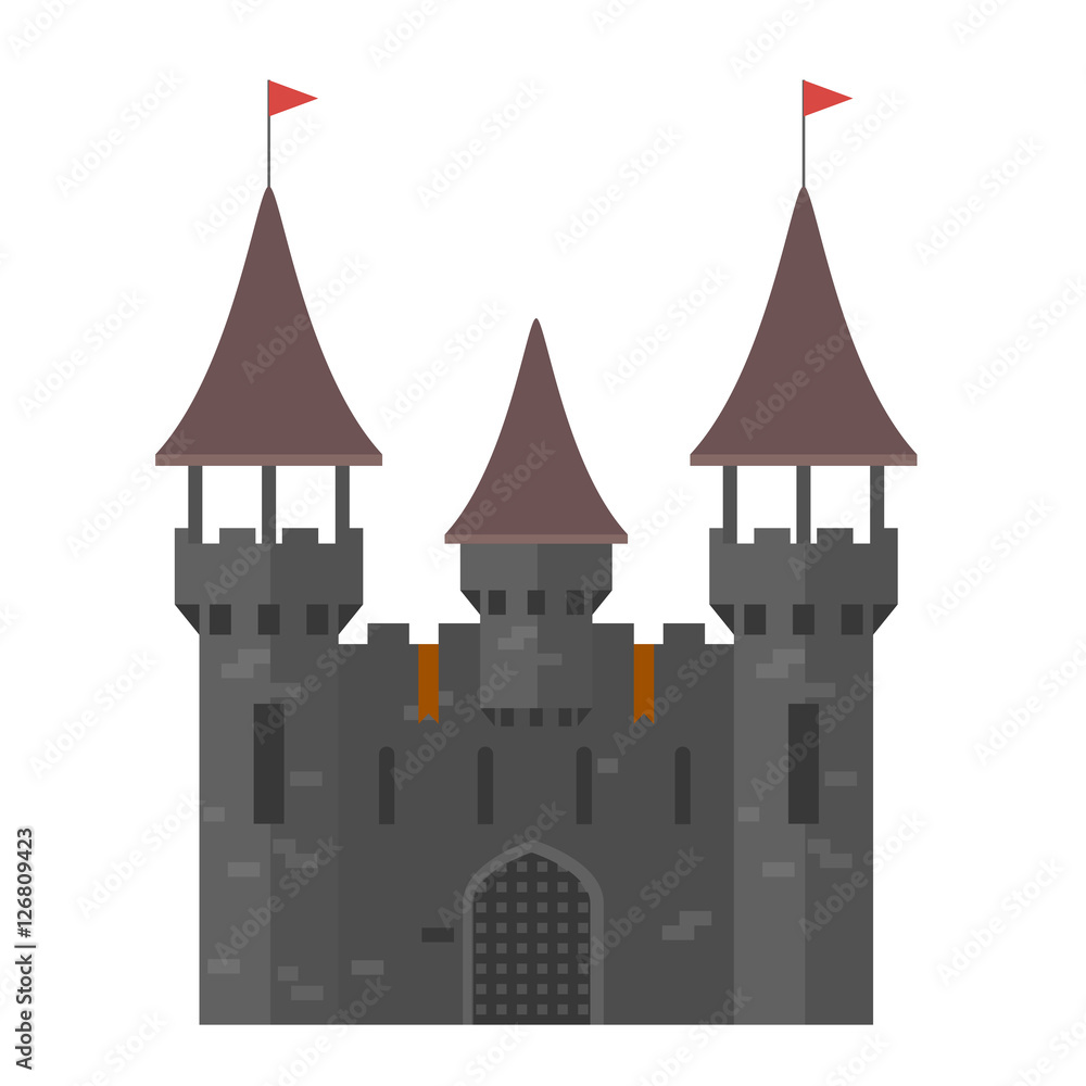 Medieval castle with towers - walled town