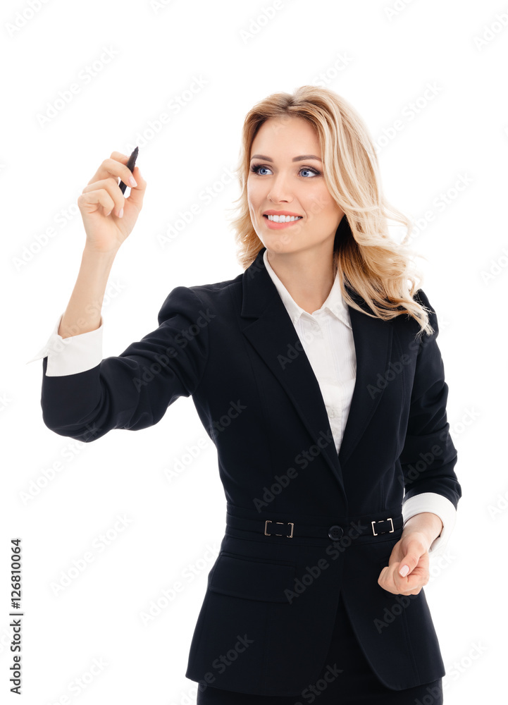 young businesswoman writing or drawing something young businesswoman writing or drawing something