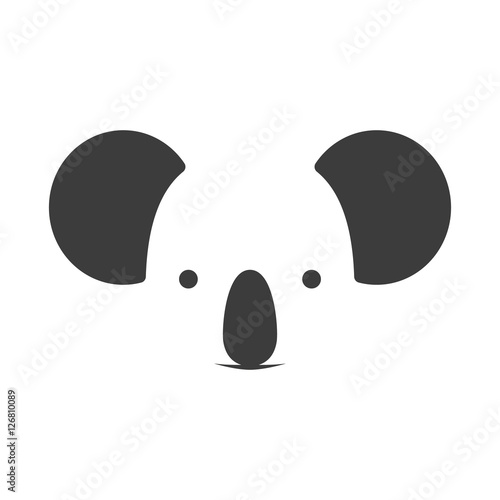 Baby koala face isolated on white background. Koala face vector illustration. Used for logo, icon, illustration