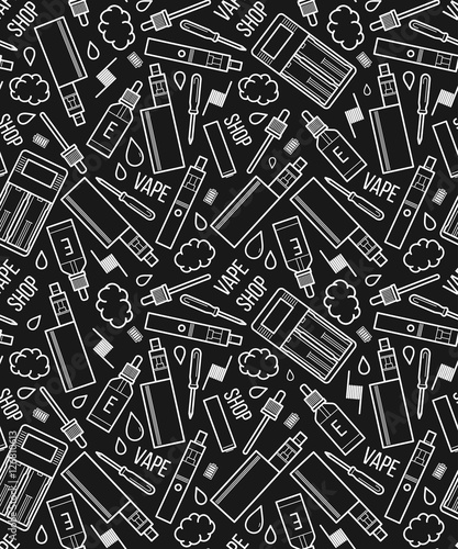 Vape seamless pattern on black background