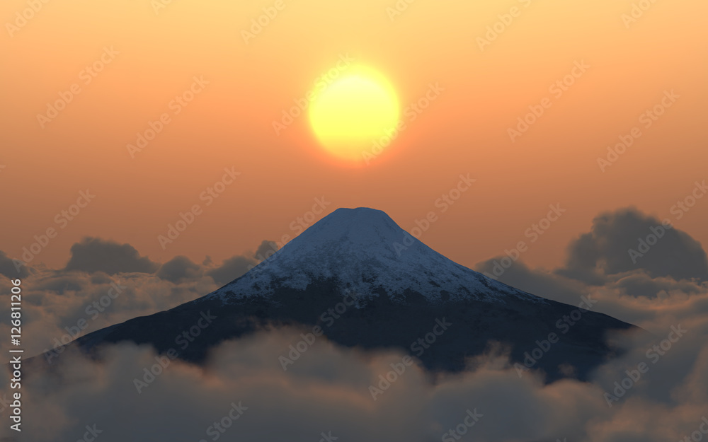 Fujiyama above the clouds