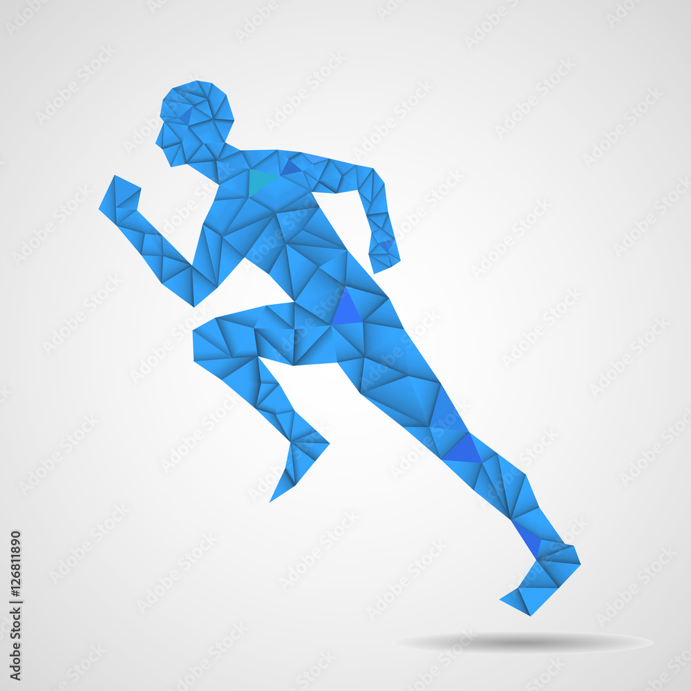 Abstract running man from triangles, geometric design Abstract running man from triangles, geometric design
