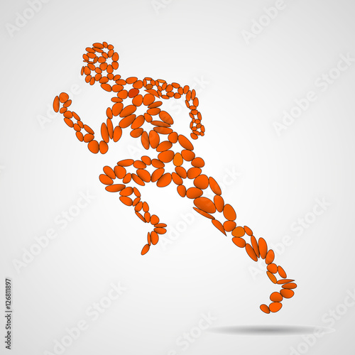 Abstract running man from circles, beautiful silhouette