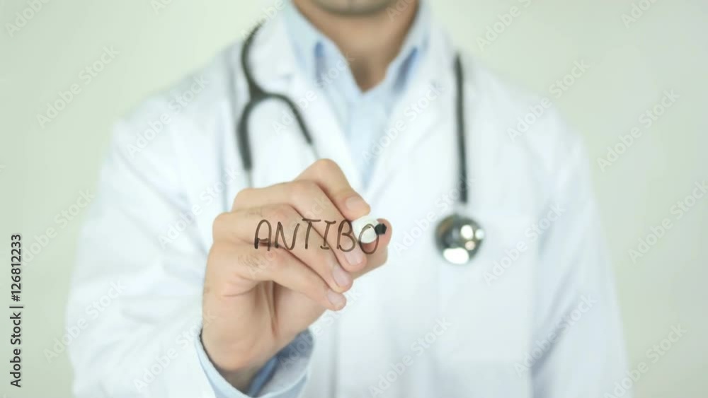 Antibodies , Doctor Writing On Transparent Screen Antibodies , Doctor Writing On Transparent Screen
