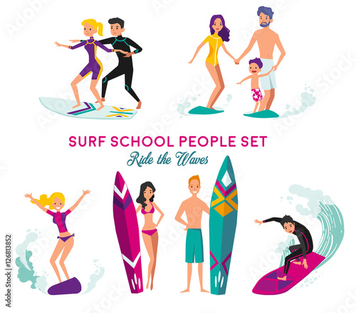 Surf School Decorative Elements Set