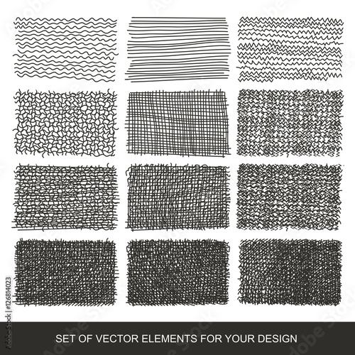 Set drawing gradient texture brushes. Hand-drawn abstract design