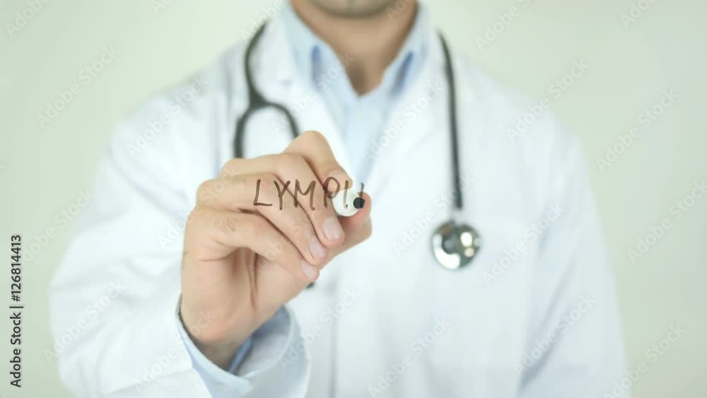 Lymphoma , Doctor Writing On Transparent Screen Lymphoma , Doctor Writing On Transparent Screen
