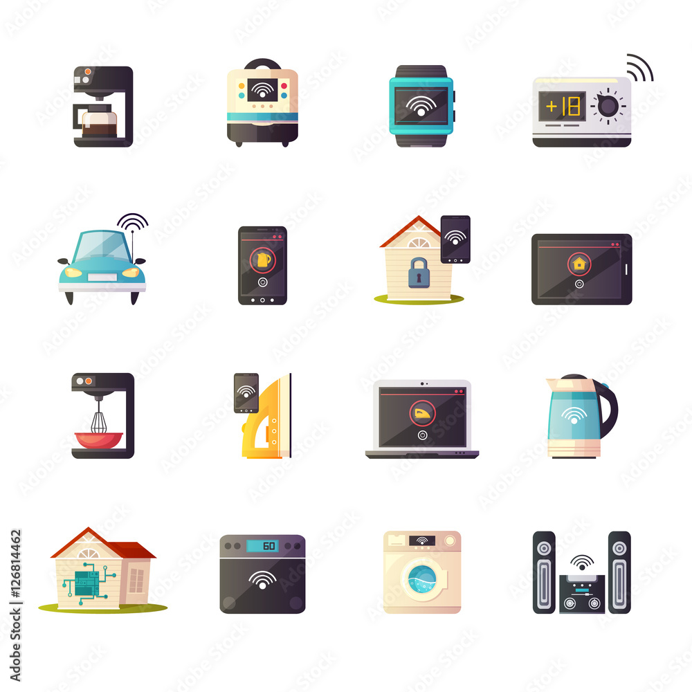 Internet Of Things Retro Icons Set Internet Of Things Retro Icons Set