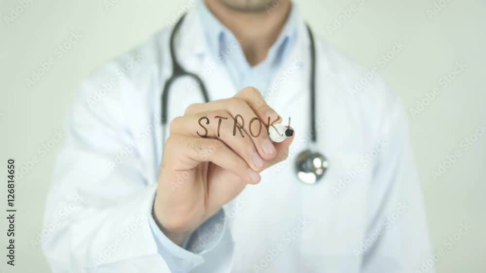 Stroke , Doctor Writing On Transparent Screen Stroke , Doctor Writing On Transparent Screen