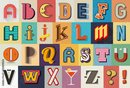 Mixed vintage and retro alphabet