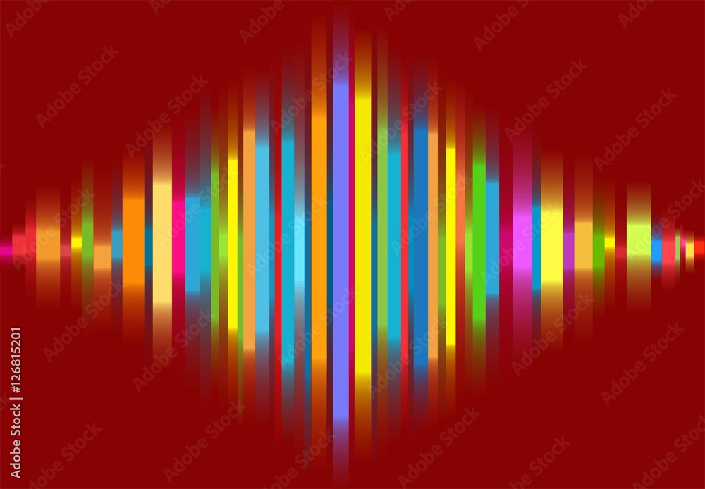 Farbkurve Farbverlauf Regenbogenfarben auf rotem Hintergrund - modern cool stylisch neu andersartig