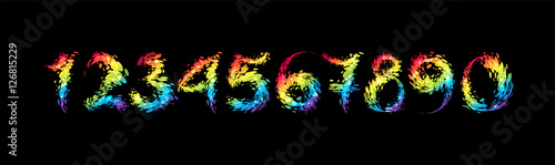 Set multicolored number on black background