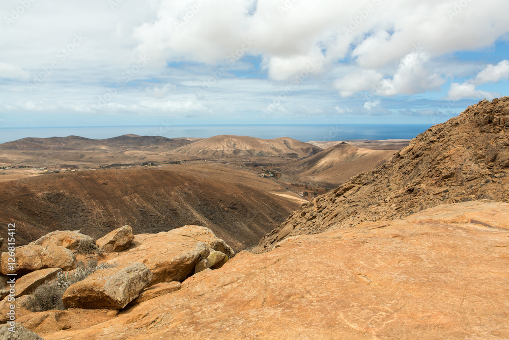Beautiful volcanic mountains on  Fuerteventura. Canary Islands.