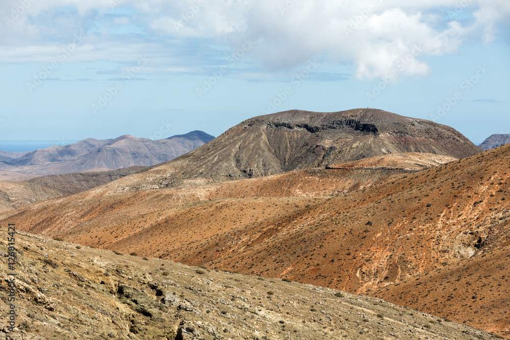 Beautiful volcanic mountains on  Fuerteventura. Canary Islands.