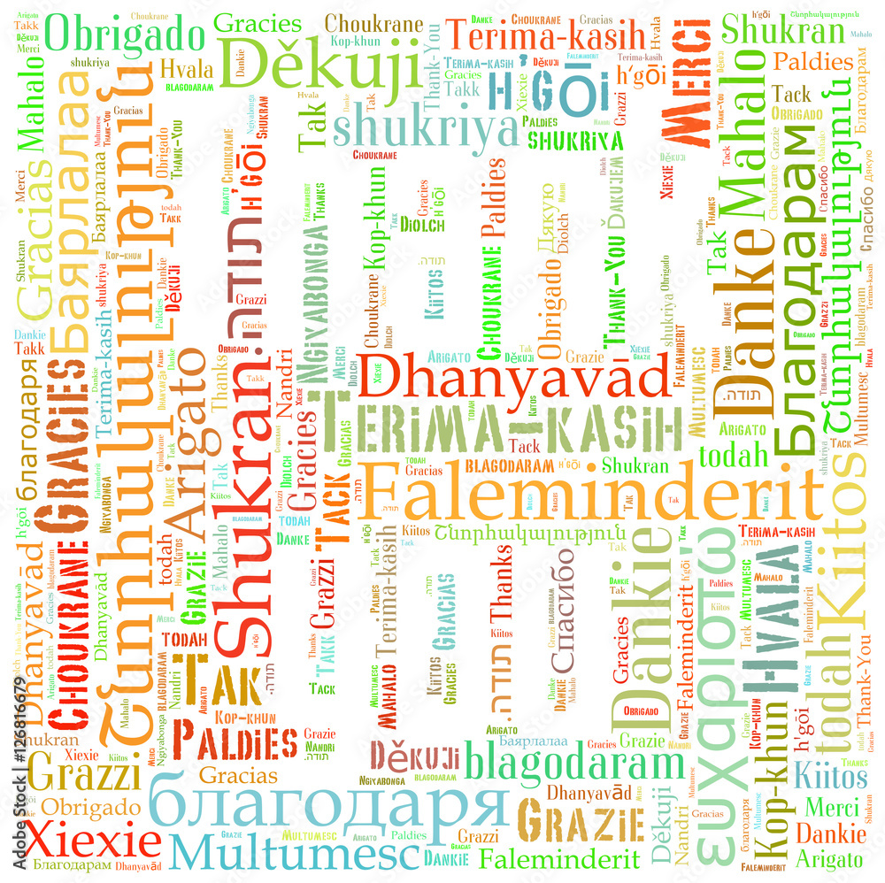 Thank you word cloud background in many different languages Thank you word cloud background in many different languages