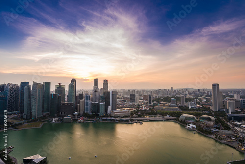Singapore city skyline Marina Bay at sunset