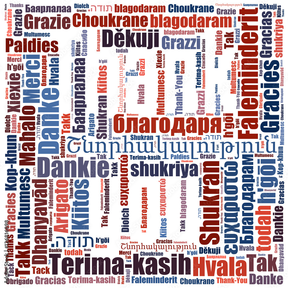 Thank you word cloud background in many different languages Thank you word cloud background in many different languages