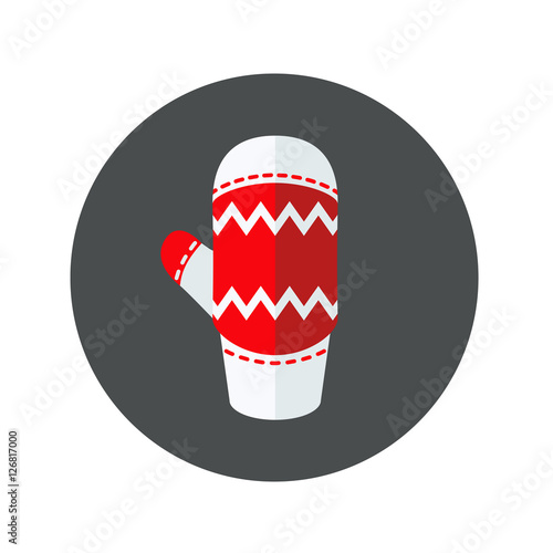 .Icono plano manopla invierno roja en circulo gris