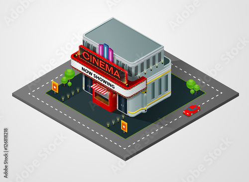 Vector isometric cinema building