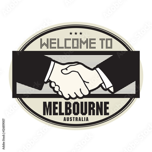 Stamp or label, business concept with handshake 