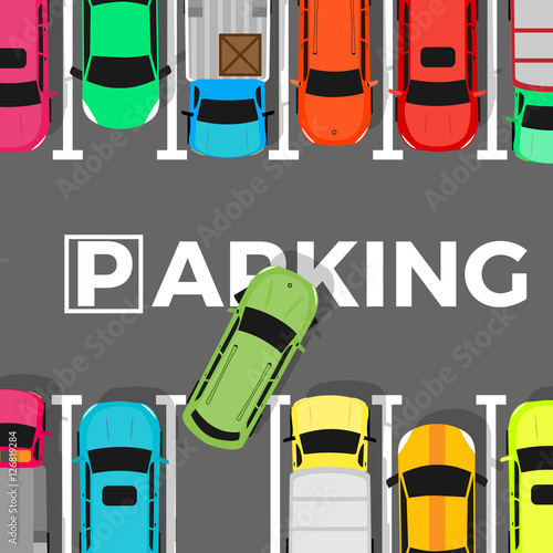 Parking Conceptual Web Banner. Car Leaves Place