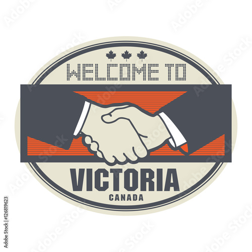 Stamp or label, business concept with handshake 