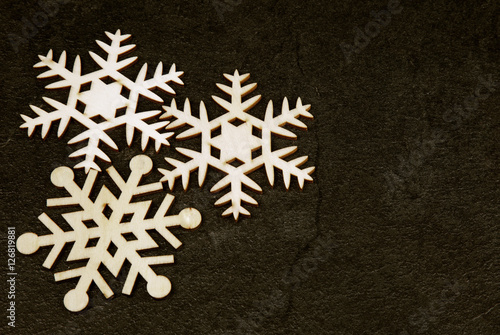 Christmas decoration with snowflakes, dark background