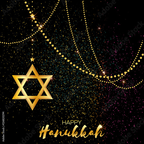 Origami golden Star of David. Happy Hanukkah.