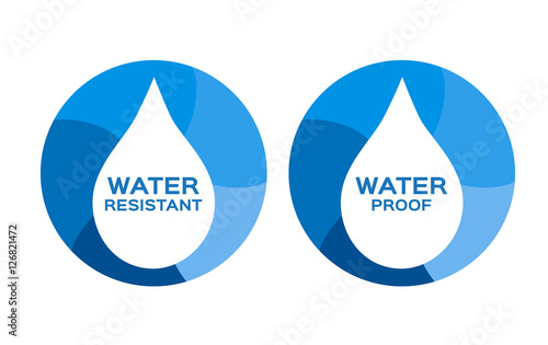 Water resistant and water proof logo , icon and vector . blue Water version