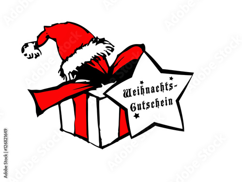 Geschenk mit Weihnachtsmütze